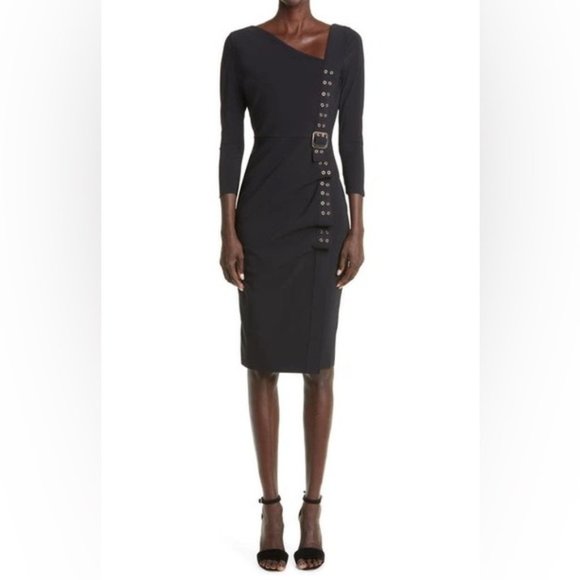 CHIARA BONI LA PETITE ROBE Cibeles 3/4 Sleeve Draped Sheath Dress BNWT SZ6 - Picture 1 of 12
